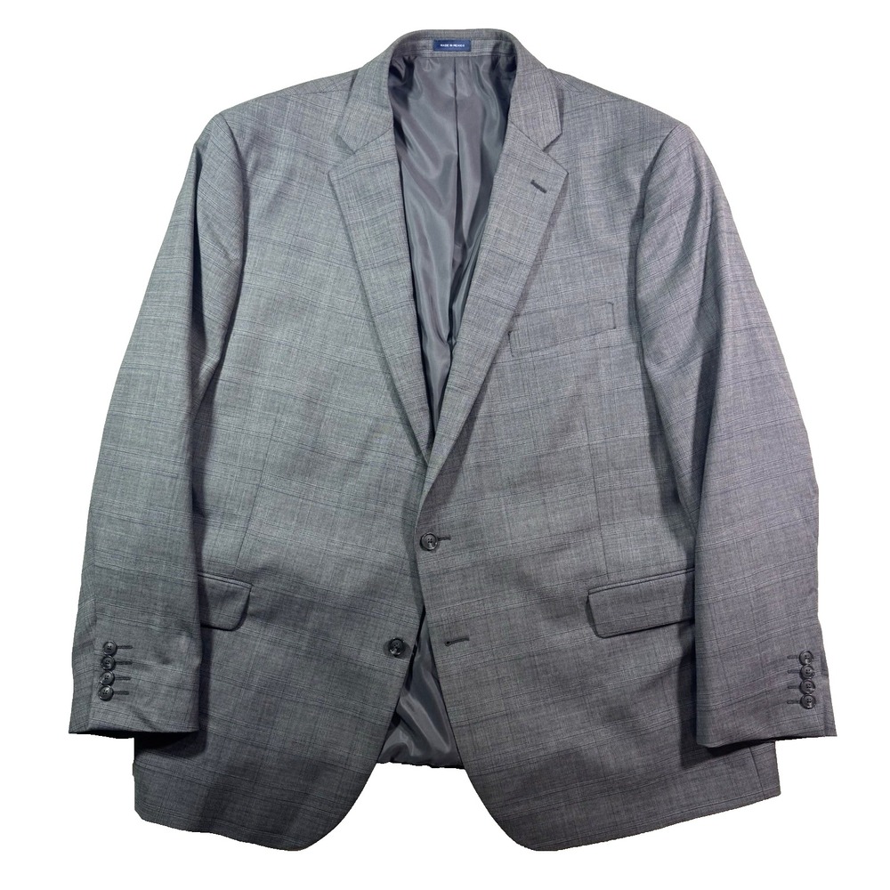 mens charcoal plaid Stafford CoolMax blazer jacket sport suit coat wool 52R